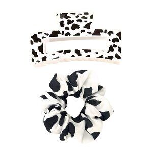 COW PRINT CLAW CLIP SCRUNCHIE DUOS
